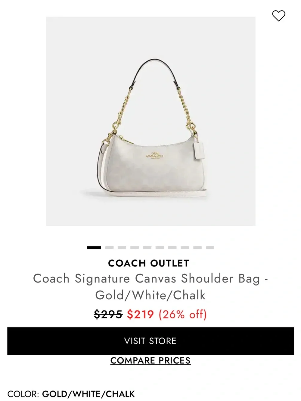 Coach Chalk Signature Canvas Shoulder Bag with Gold Hardware